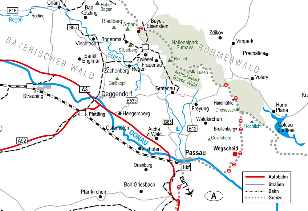 Karte Bayerischer Wald